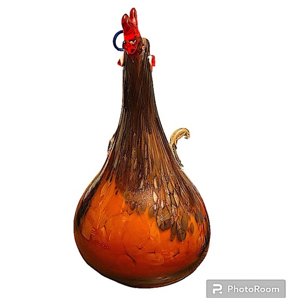 Hand Blown Studio Art Gourd Glass Tall Rooster Brown Figurine. - Picture 3 of 8
